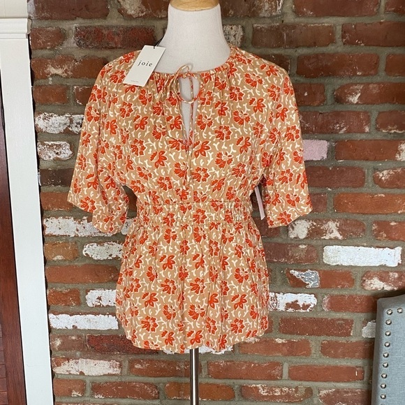 Joie Renae Top Floral Red Multi Color New Size Medium - Picture 2 of 12